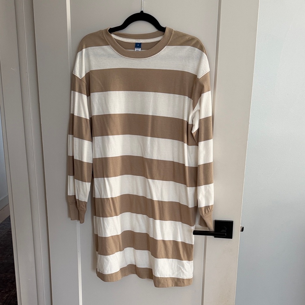 Old Navy Tan and White Striped dress